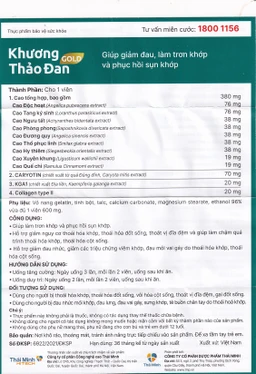 Viên làm trơn khớp và phục hồi sụn khớp Khương Thảo Đan Gold (30 viên)