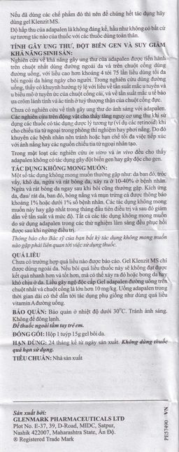 Gel bôi da Klenzit MS điều trị mụn trứng cá (15g)