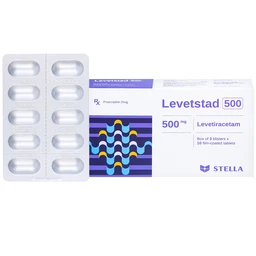 Thuốc Levetstad 500 Stella điều trị động kinh khởi phát cục bộ (3 vỉ x 10 viên)