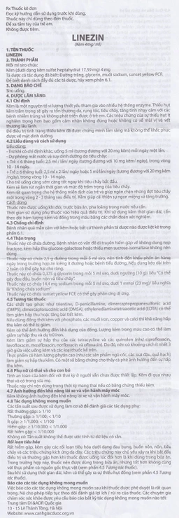 Thuốc Linezin 4mg/ml Hà Nam điều trị tình trạng thiếu kẽm (20 ống x 5ml)