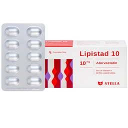 Viên nén Lipistad 10 Stella điều trị tăng cholesterol máu (3 vỉ x 10 viên)