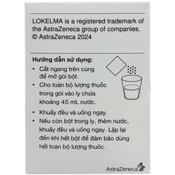 Bột pha hỗn dịch uống Lokelma 5g AstraZeneca điều trị tăng Kali máu cho người trưởng thành (Hộp 30 gói) 7