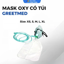 Mặt nạ oxy có túi Greetmed size M kết nối giữa hệ thống cung cấp khí oxy với bệnh nhân 4