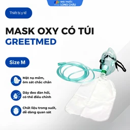 Mặt nạ oxy có túi Greetmed size M kết nối giữa hệ thống cung cấp khí oxy với bệnh nhân 3