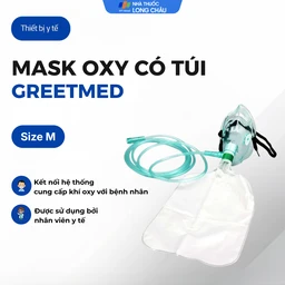 Mặt nạ oxy có túi Greetmed size M kết nối giữa hệ thống cung cấp khí oxy với bệnh nhân 2