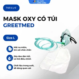 Mặt nạ oxy có túi Greetmed size L kết nối giữa hệ thống cung cấp khí oxy với bệnh nhân 3