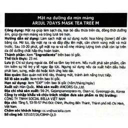 Mặt nạ Ariul 7Days Tea Tree M giúp giảm mẩn đỏ, hỗ trợ cải thiện da mụn (23ml) 3