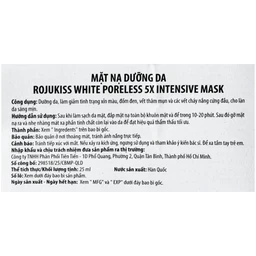 Mặt nạ Rojukiss White Poreless 5X giúp dưỡng sáng da, se khít lỗ chân lông (Hộp 12 miếng) 6