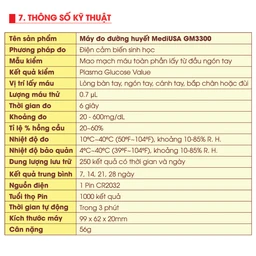 Máy đo đường huyết MediUsa GM3300 hỗ trợ theo dõi, kiểm soát lượng đường trong máu 6