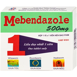 Viên nén Mebendazole 500mg Mekophar điều trị nhiễm một hay nhiều loại giun (1 viên) 2
