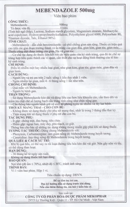 Viên nén Mebendazole 500mg Mekophar điều trị nhiễm một hay nhiều loại giun (1 viên)