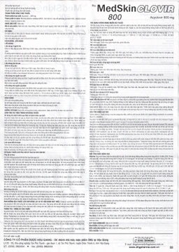 Thuốc MedSkin Clovir 800 DHG điều trị nhiễm virus Herpes simplex, bệnh thủy đậu, viêm phổi do Zona (3 vỉ x 10 viên)