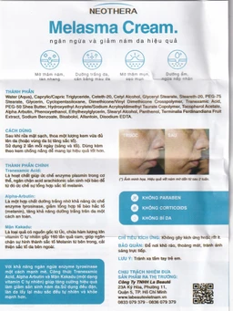 Kem Melasma Cream Neothera giảm nám, tàn nhang (30ml)
