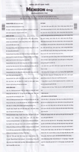 Thuốc Menison 4mg Pymepharco điều trị rối loạn nội tiết, viêm khớp, bệnh collagen (3 vỉ x 10 viên)