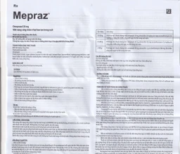 Viên nang cứng Mepraz 20mg Sanofi điều trị loét dạ dày tá tràng, viêm thực quản trào ngược (7 vỉ x 4 viên)