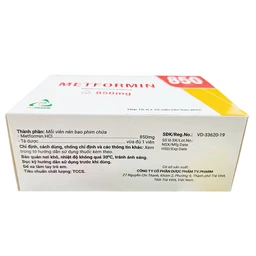 Thuốc Metformin 850mg TV.Pharm điều trị bệnh đái tháo đường (10 vỉ x 10 viên)