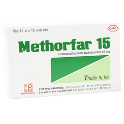 Thuốc trị ho Methorfar 15 Pharmedic dùng cho cảm lạnh, ho không đờm (10 vỉ x 10 viên)