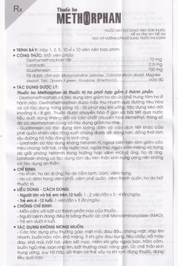 Thuốc ho Methorphan Traphaco cắt cơn ho, điều trị long đờm, chống dị ứng (2 vỉ x 10 viên)