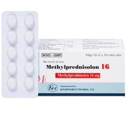 Thuốc Methylprednisolon 16 Khapharco kháng viêm, điều trị viêm khớp dạng thấp, lupus ban đỏ hệ thống (10 vỉ x 10 viên)