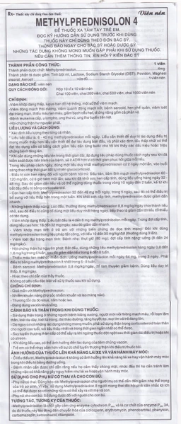 Thuốc Methylprednisolon 4 Khapharco kháng viêm, điều trị viêm khớp dạng thấp, lupus ban đỏ hệ thống (10 vỉ x 10 viên)