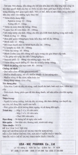 Thuốc Methylprednisolone 16mg Usa - Nic Pharma kháng viêm và ức chế miễn dịch, chống dị ứng (3 vỉ x 10 viên)