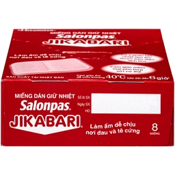 Miếng dán giữ nhiệt Salonpas Jikabari Hisamitsu 8.4x13cm (8 miếng) giúp làm ấm, làm dễ chịu vùng da đau và tê cứng