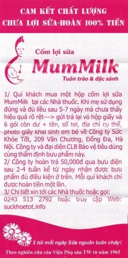 Cốm lợi sữa MumMilk tăng tiết sữa, tăng chất lượng sữa (20 gói)