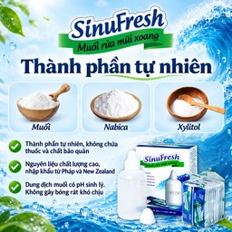 Muối rửa mũi xoang Sinufresh Cát Linh (30 gói và 1 chai 180ml) giúp làm sạch, giảm ngạt mũi, sổ mũi 3