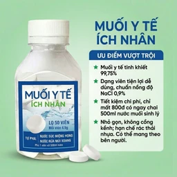Muối y tế Ích Nhân (50 viên x 4.5g) dùng pha nước súc miệng, họng, rửa mũi