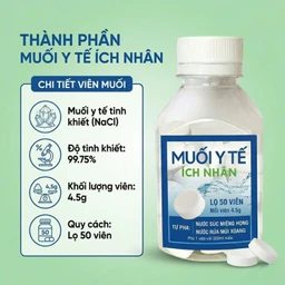 Muối y tế Ích Nhân (50 viên x 4.5g) dùng pha nước súc miệng, họng, rửa mũi