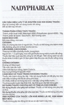 Thuốc NadypharLax 10g Nadyphar điều trị chứng táo bón ở người lớn (Hộp 20 gói)