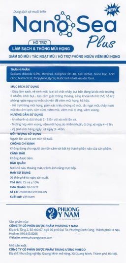 Xịt mũi muối biển Nano Sea Plus người lớn 75ml giúp làm sạch, thông mũi họng