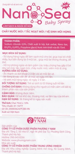 Xịt mũi muối biển Nano Sea Baby Spray trẻ em 75ml giúp làm sạch, ngừa sổ mũi