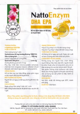 Viên uống NattoEnzym DHA EPA DHG Pharma hỗ trợ giảm nguy cơ đột quỵ do huyết khối (2 vỉ x 10 viên)