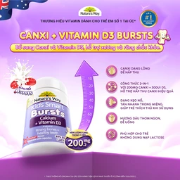 Viên uống bổ sung canxi và vitamin D3 giúp xương và răng chắc khỏe Nature's Way Kids Smart Bursts Calcium + Vitamin D3 (Hộp 50 viên) 3