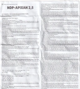 NDP-Apixan 2.5mg Nadyphar phòng ngừa biến cố thuyên tắc huyết khối tĩnh mạch (10 vỉ x 10 viên)