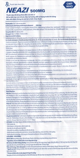 Viên nén Neazi 500mg Mediplantex điều trị viêm xoang cấp, viêm họng, amidan (1 vỉ x 3 viên)