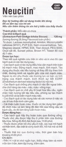 Thuốc Neucitin 120mg Mediplantex điều trị mất trí nhớ ngắn hạn (6 vỉ x 10 viên)