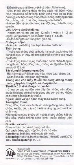 Thuốc Neucitin 120mg Mediplantex điều trị mất trí nhớ ngắn hạn (6 vỉ x 10 viên)