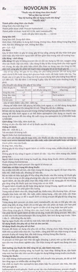 Dung dịch tiêm Novocain 3% Vinphaco gây tê tiêm thấm, gây tê vùng, gây tê tủy sống (100 ống x 2ml) 