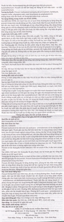 Dung dịch tiêm Novocain 3% Vinphaco gây tê tiêm thấm, gây tê vùng, gây tê tủy sống (100 ống x 2ml) 