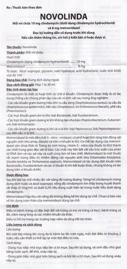 Dung dịch Novolinda CPC1 Hà Nội điều trị bệnh trứng cá, viêm nang lông (30ml)