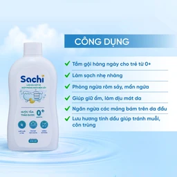 Nước tắm gội thảo dược cho bé Sachi Làm dịu mát da và phòng ngừa rôm sảy chai 250ml