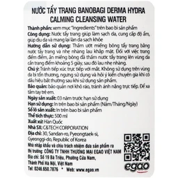 Nước tẩy trang Banobagi derma hydra calming làm sạch, cấp ẩm và làm dịu da (500ml) 4