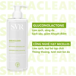 Nước tẩy trang SVR Eau Micellaire Sebiaclear làm sạch da và tẩy trang lớp trang điểm dành cho da dầu mụn (400ml) 3