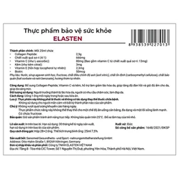 TPBVSK bổ sung Collagen-Peptide, giúp giảm lão hóa da, tăng độ đàn hồi và giữ ẩm cho da, giúp da sáng mịn Elasten 28+2 ống x 25ml