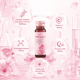 Chai uống bổ sung collagen giúp đẹp da tăng độ ẩm cho da và độ đàn hồi cho da Hana Colla Q10 Jpanwell (10 chai x 50ml) 4