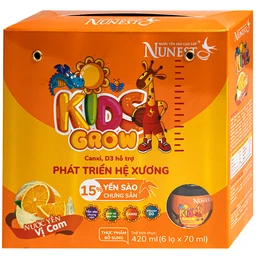 Nước Yến Sào Cao Cấp Cho Trẻ Em Nunest Kid Grow Vị Cam (6 hũ x 70ml) 3