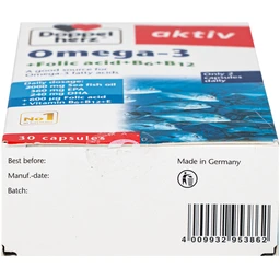 Viên uống hỗ trợ mạch máu khỏe mạnh Omega-3 + Folic acid + B6 + B12 (3 vỉ x 10 viên)