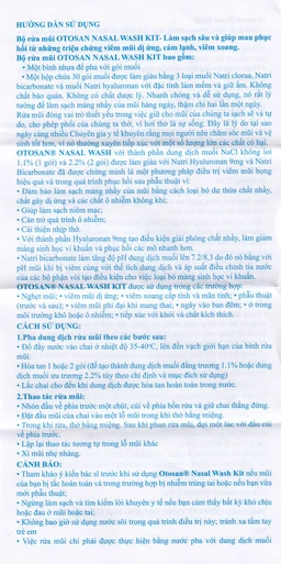 Muối rửa mũi xoang Otosan Nasal Wash (30 gói) làm sạch sâu, ngừa viêm xoang, viêm mũi dành cho trẻ từ 1 tuổi trở lên